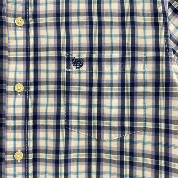Chaps Easy Care Shirt Mens Large Blue Plaid‎ Short Sleeve Button Down Casual - Picture 2 of 10